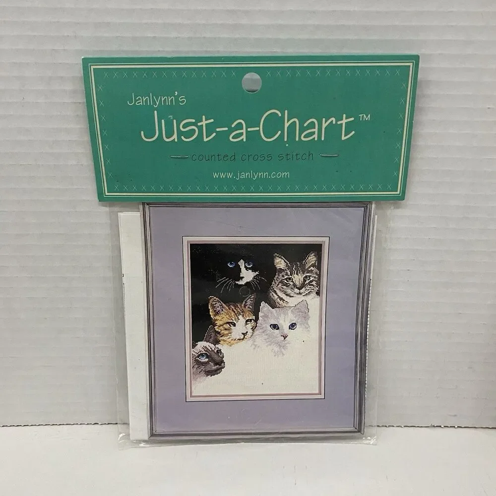 Lot Of 6 Janlynn’s Just-a-Chart Counted Cross Stitch Sealed Packages